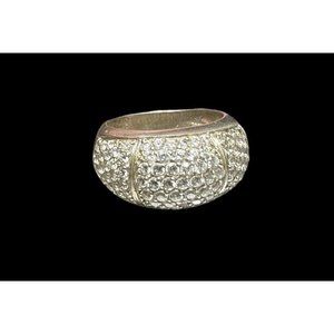 Ring 925 DQ Pave CZ Dome Statement Band Size 7 Fine Sterling Silver